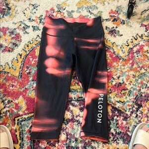 Peloton Black and Coral Leggings